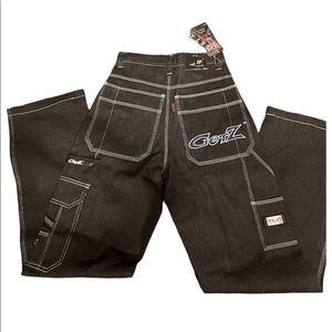 COPY - REVERSE STITCH BLACK CARGO PANTS